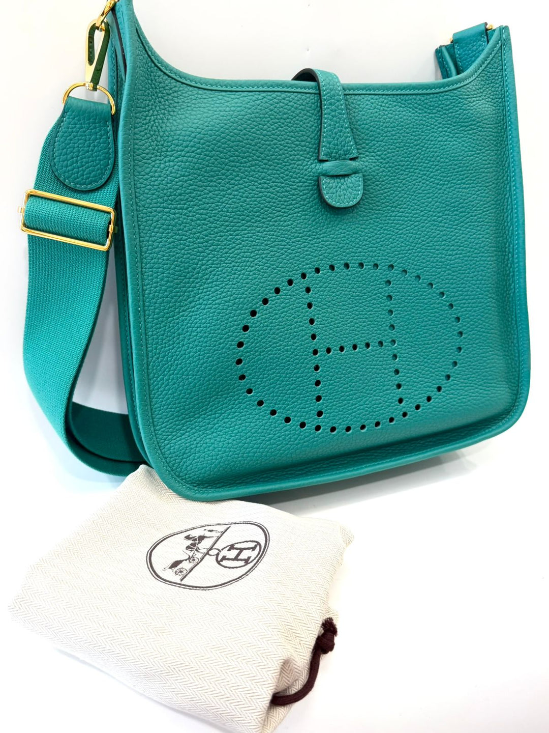 HERMÈS EVELYN 29 III PM MALACHITE EPSOM LEATHER CROSSBODY