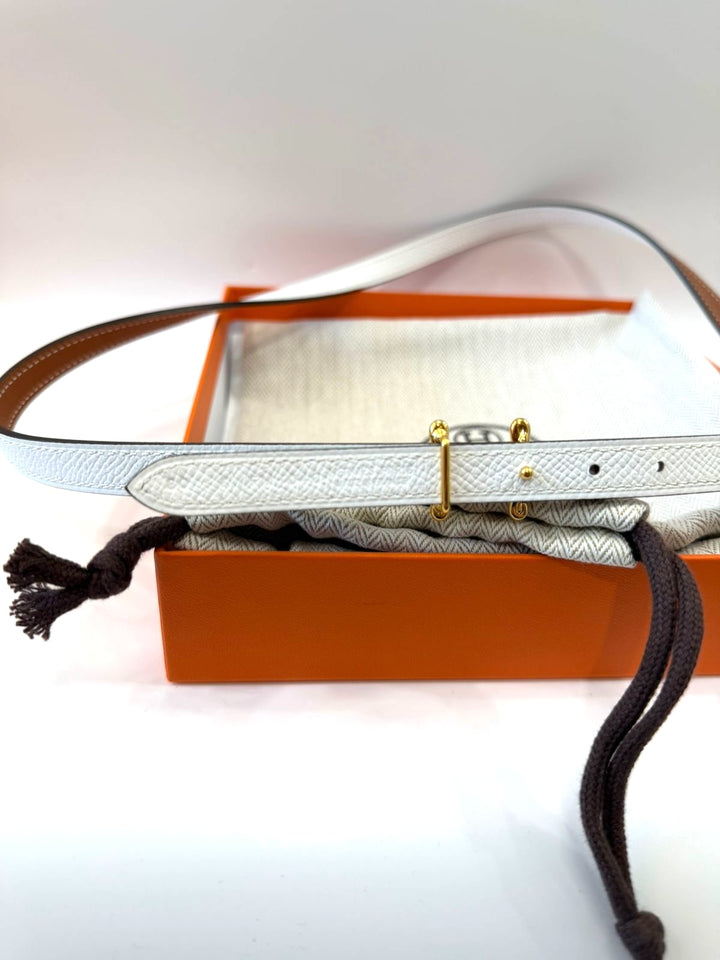 HERMÈS H TORSADE BUCKLE EPSOM &amp; SWIFT CALFSKIN REVERSIBLE BELT – GOLD / BLANC