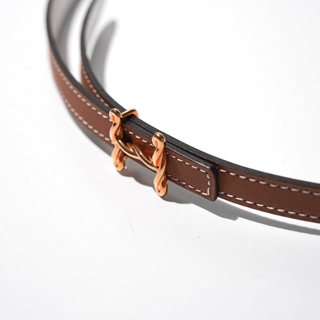 HERMÈS H TORSADE BUCKLE EPSOM &amp; SWIFT CALFSKIN REVERSIBLE BELT – GOLD / BLANC