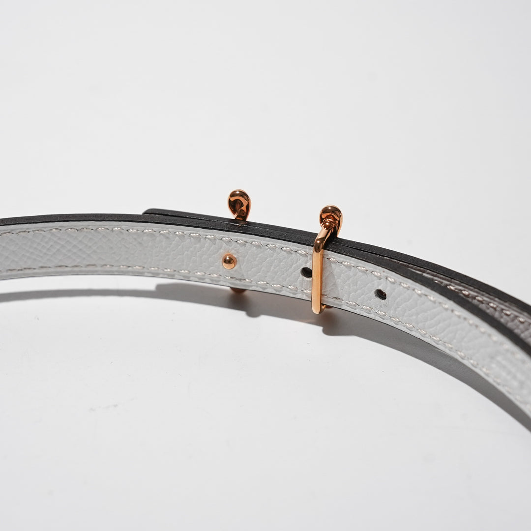 HERMÈS H TORSADE BUCKLE EPSOM &amp; SWIFT CALFSKIN REVERSIBLE BELT – GOLD / BLANC