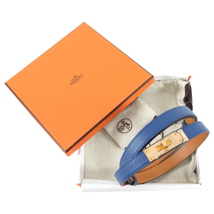 HERMÈS KELLY 18K GOLD PLATED EPSOM LEATHER BELT