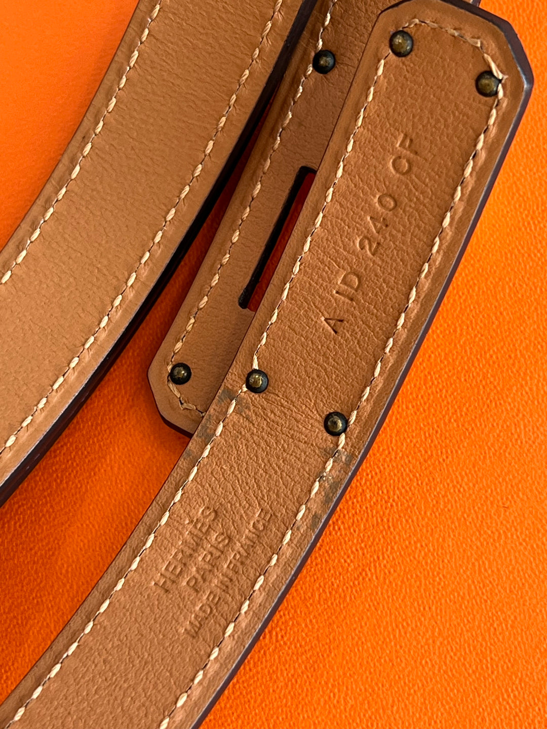 HERMÈS KELLY 18K GOLD PLATED EPSOM LEATHER BELT