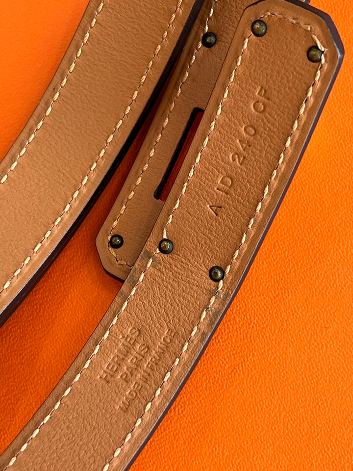 HERMÈS KELLY 18K GOLD PLATED EPSOM LEATHER BELT