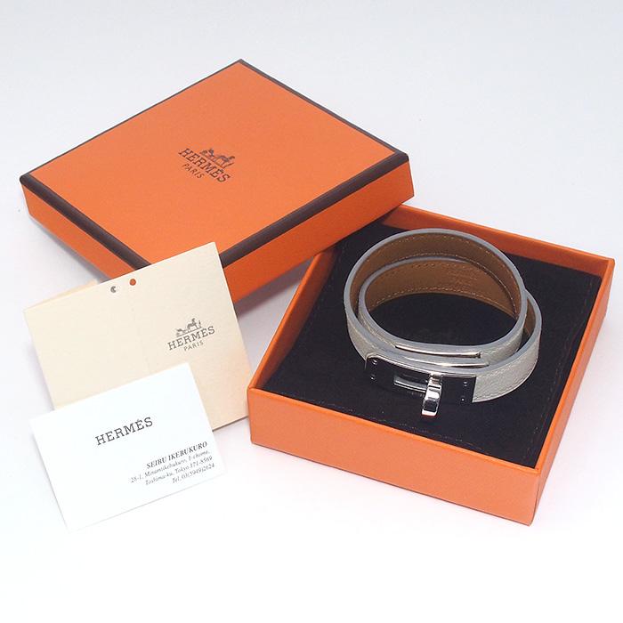 HERMÈS KELLY DOUBLE TOUR EPSOM LEATHER PALLADIUM PLATED BRACELET