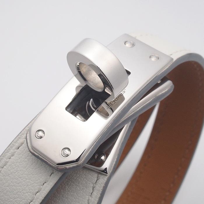 HERMÈS KELLY DOUBLE TOUR EPSOM LEATHER PALLADIUM PLATED BRACELET
