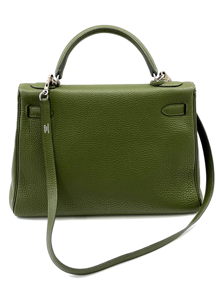 HERMÈS KELLY RETOURNE 32 VERT VERONESE TOGO LEATHER SHOULDER BAG