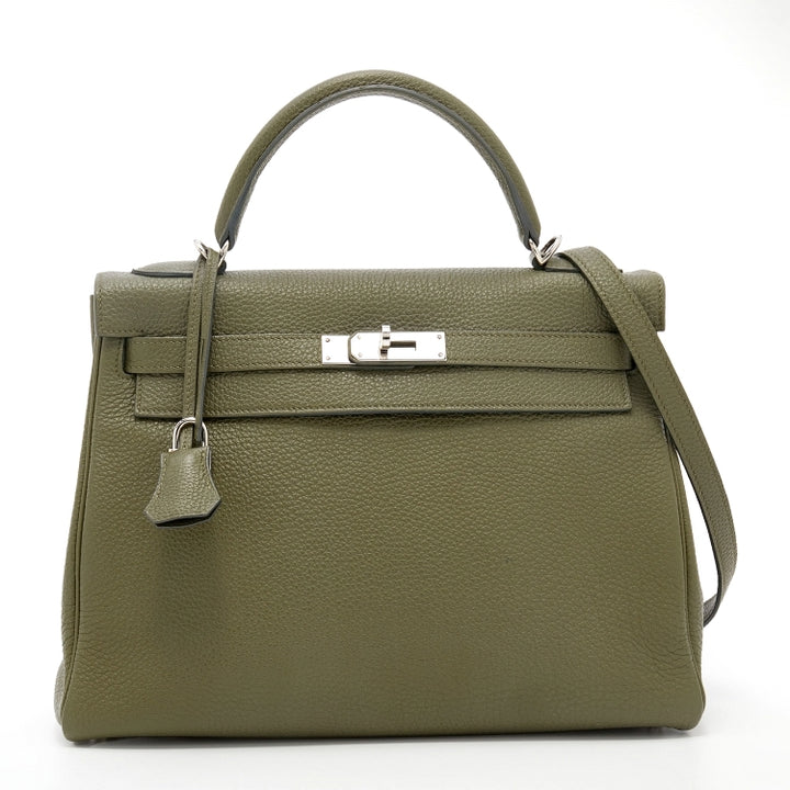 HERMÈS KELLY RETOURNE 32 VERT VERONESE TOGO LEATHER SHOULDER BAG