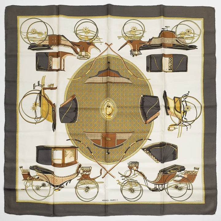 HERMÈS LES VOITURES À TRANSFORMATION SILK SCARF