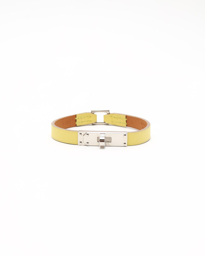 HERMÈS MICRO KELLY PALLADIUM PLATED LEATHER BRACELET