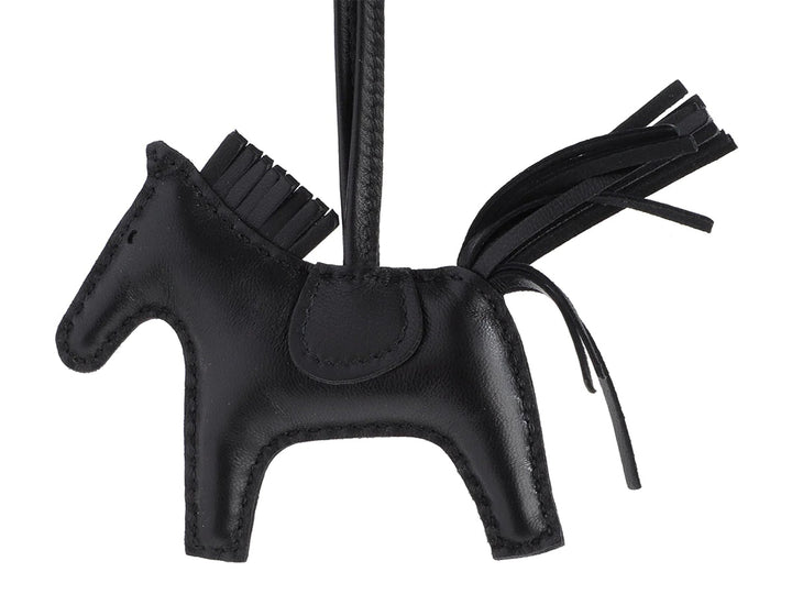 HERMÈS SO BLACK LAMBSKIN GRIGRI RODEO HORSE BAG CHARM PM