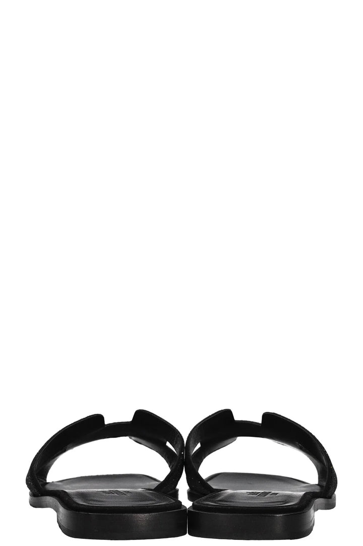 HERMÈS CRYSTAL EMBELLISHED ORAN MULES NOIR