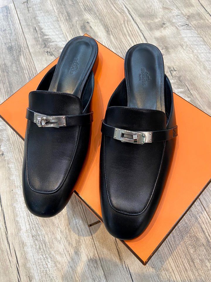 HERMÈS KELLY OZ CALFSKIN LEATHER MULES
