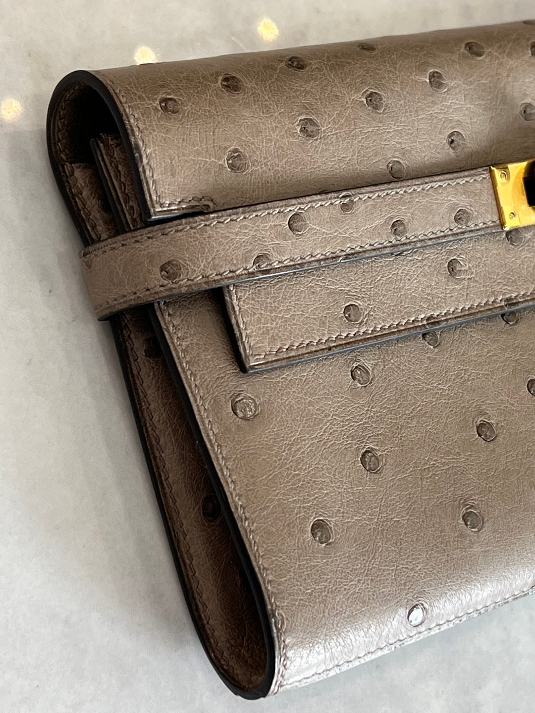 HERMÈS VERT VERONESE OSTRICH LEATHER LONG KELLY WALLET
