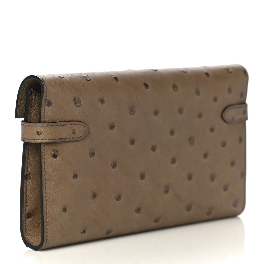 HERMÈS VERT VERONESE OSTRICH LEATHER LONG KELLY WALLET