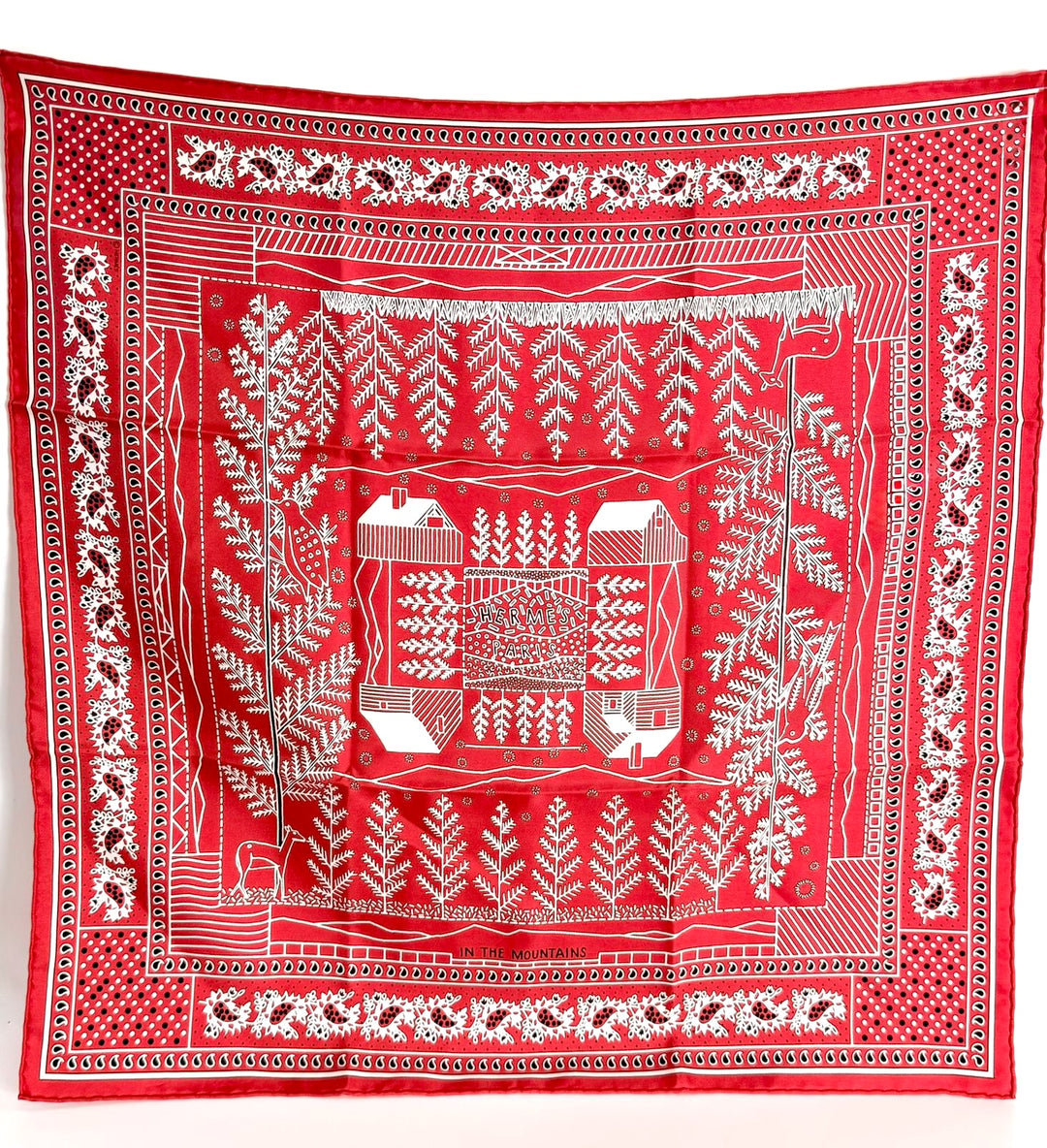 HERMÈS IN THE MOUNTAINS SILK BANDANA SCARF
