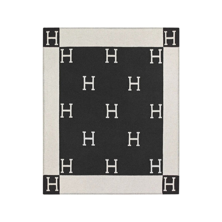 HERMÈS AVALON WOOL CASHMERE SIGNATURE CLASSIC THROW BLANKET