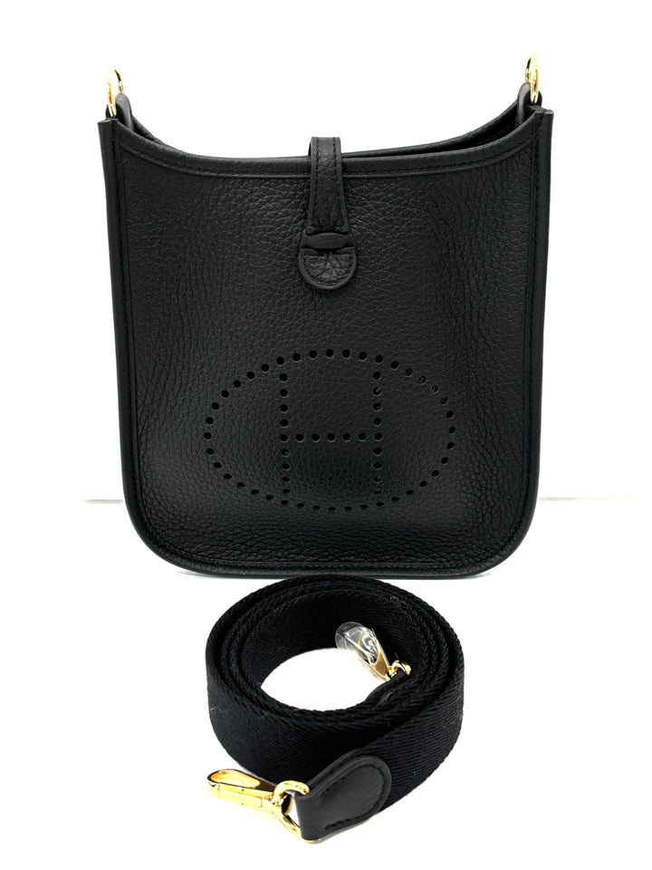 HERMÈS EVELYNE 16 AMAZONE TAURILLON CLEMENCE LEATHER CROSSBODY BAG IN NOIR