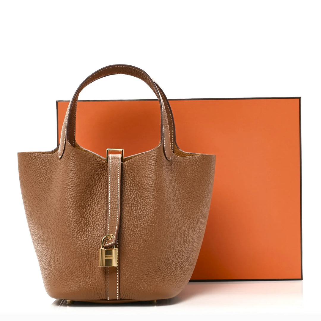 HERMÈS PICITON LOCK 18 BARENIA FAUBORG CALFSKIN LEATHER BAG