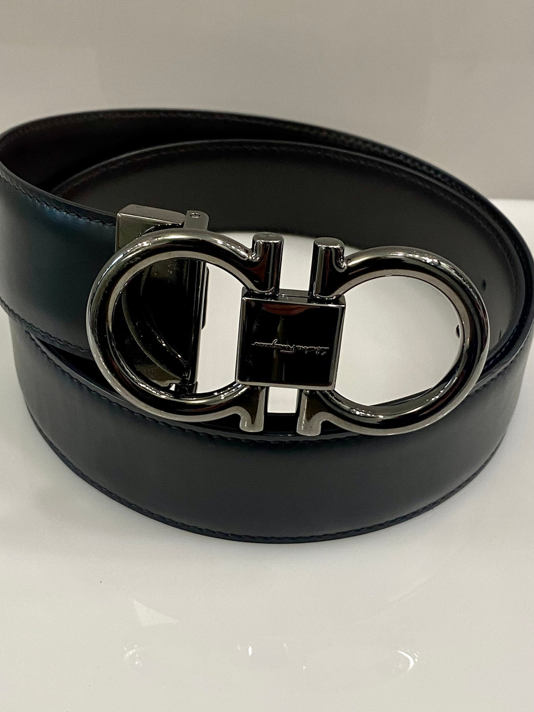 SALVATORE FERRAGAMO DOUBLE GANCIO REVERSIBLE BELT