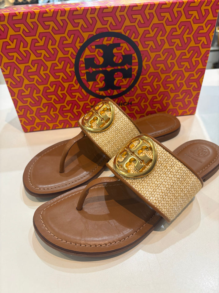 TORY BURCH BENTON BAND WOVEN &amp; NAPA LEATHER MULES