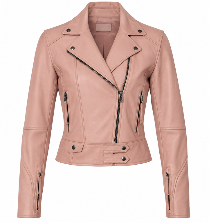 IRO PINK LEATHER BIKER JACKET