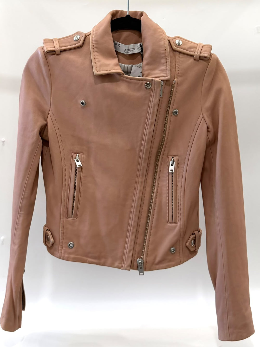 IRO PINK LEATHER BIKER JACKET