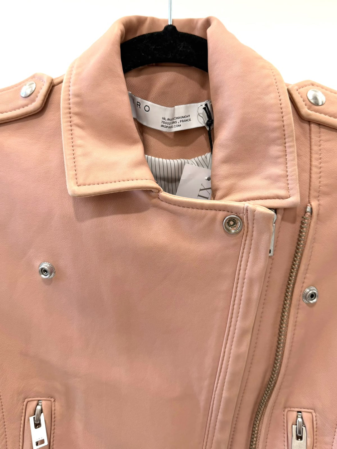 IRO PINK LEATHER BIKER JACKET