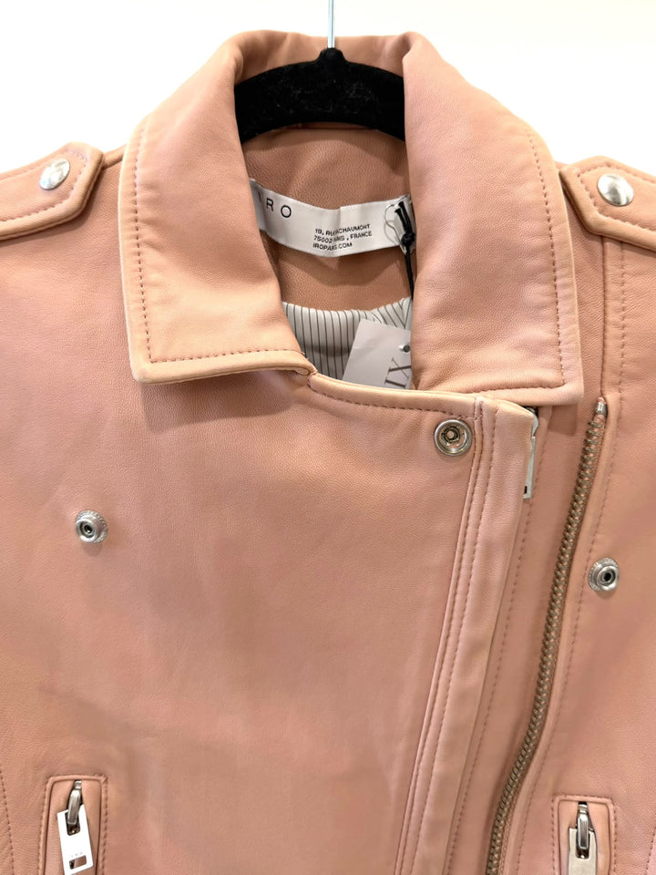 IRO PINK LEATHER BIKER JACKET