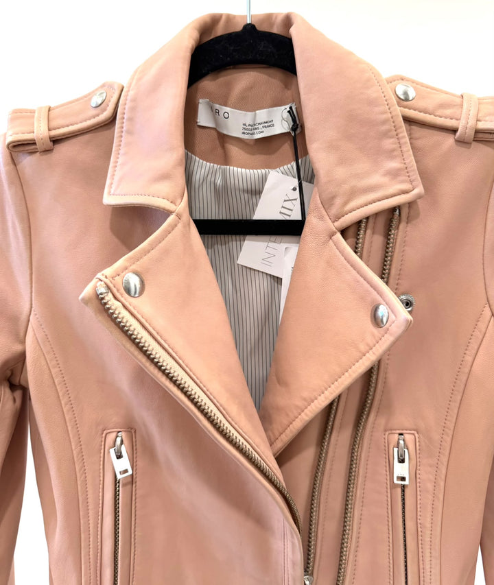 IRO PINK LEATHER BIKER JACKET