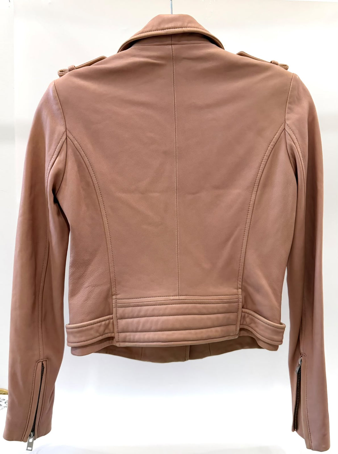 IRO PINK LEATHER BIKER JACKET