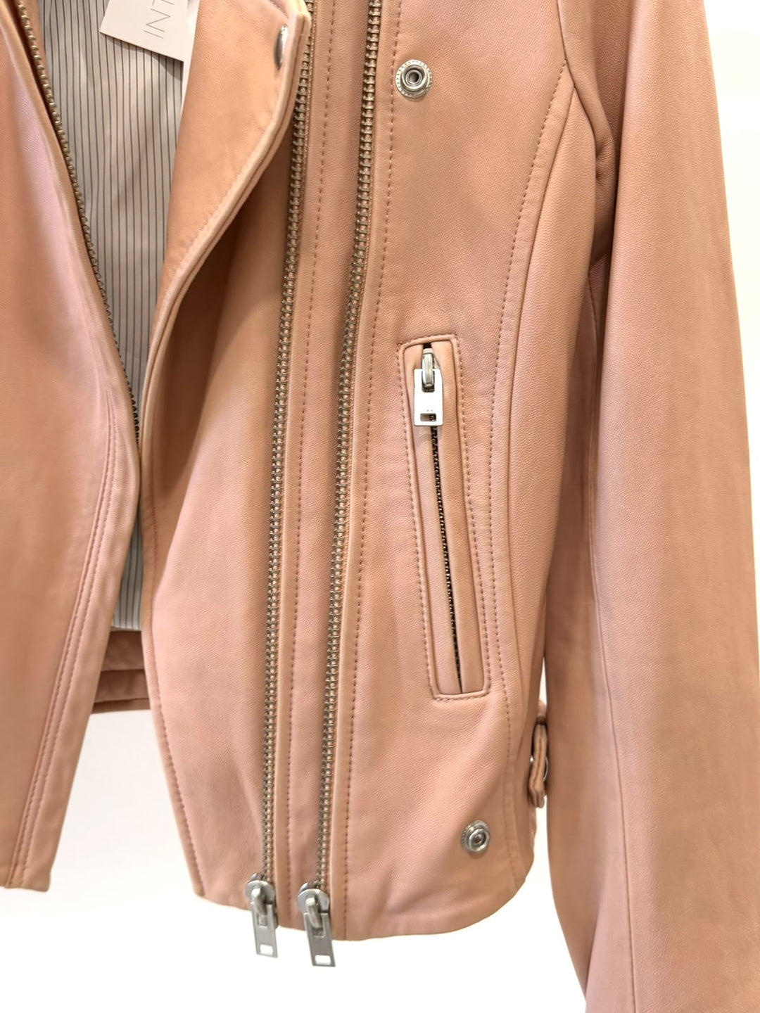 IRO PINK LEATHER BIKER JACKET