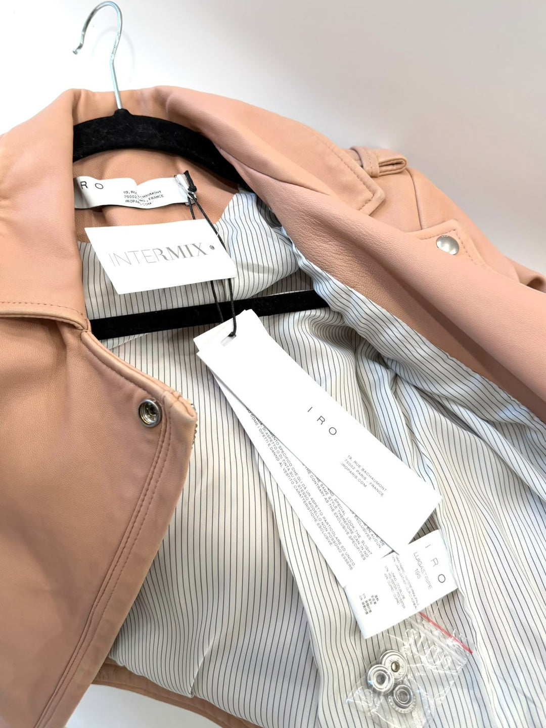 IRO PINK LEATHER BIKER JACKET
