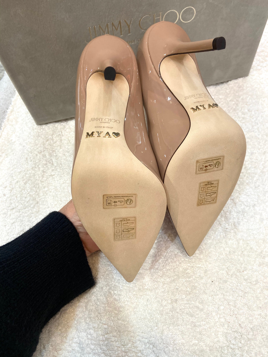 JIMMY CHOO LOVE 100 PATENT LEATHER PUMPS