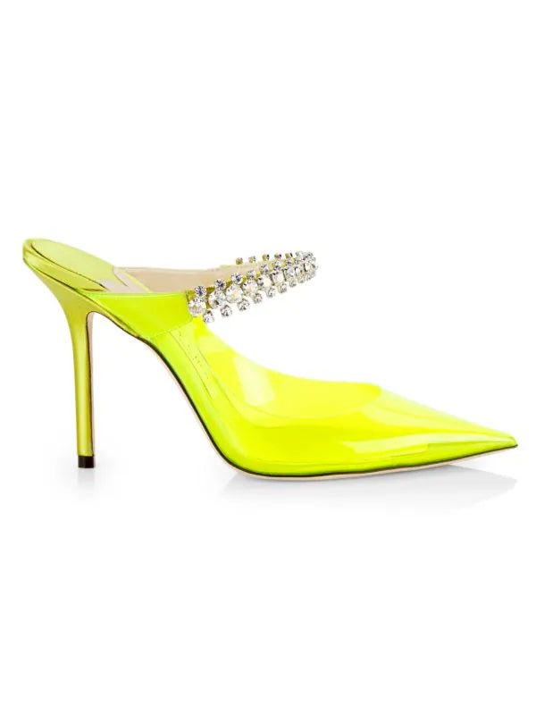 JIMMY CHOO BING CRYSTAL PLEXI MULE PUMPS