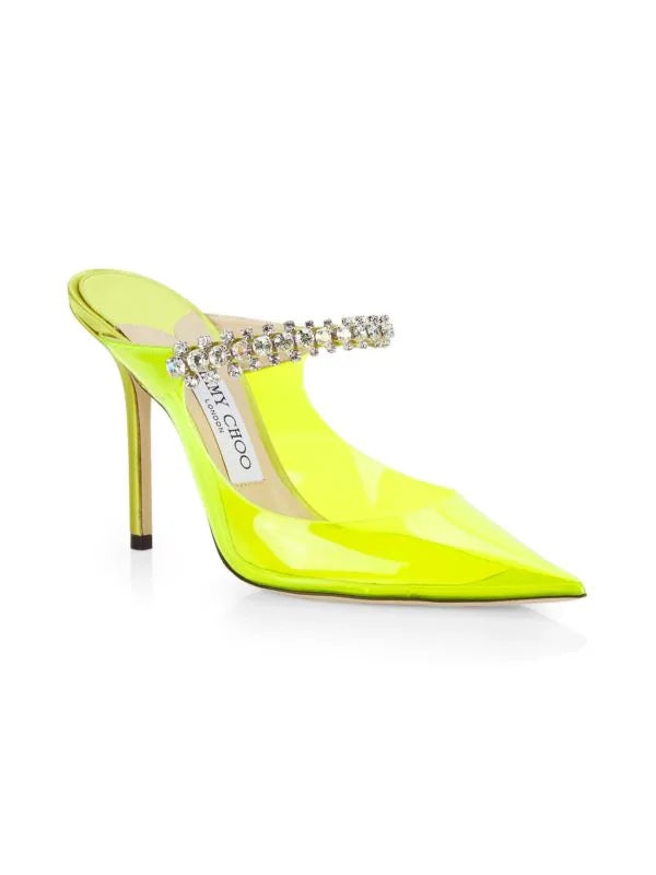 JIMMY CHOO BING CRYSTAL PLEXI MULE PUMPS