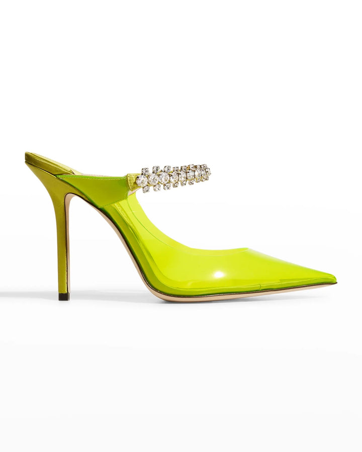 JIMMY CHOO BING CRYSTAL PLEXI MULE PUMPS