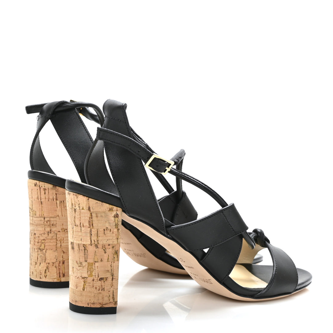 JIMMY CHOO CALFSKIN LEATHER MARGO 80 GHILLIE LACED SANDALS