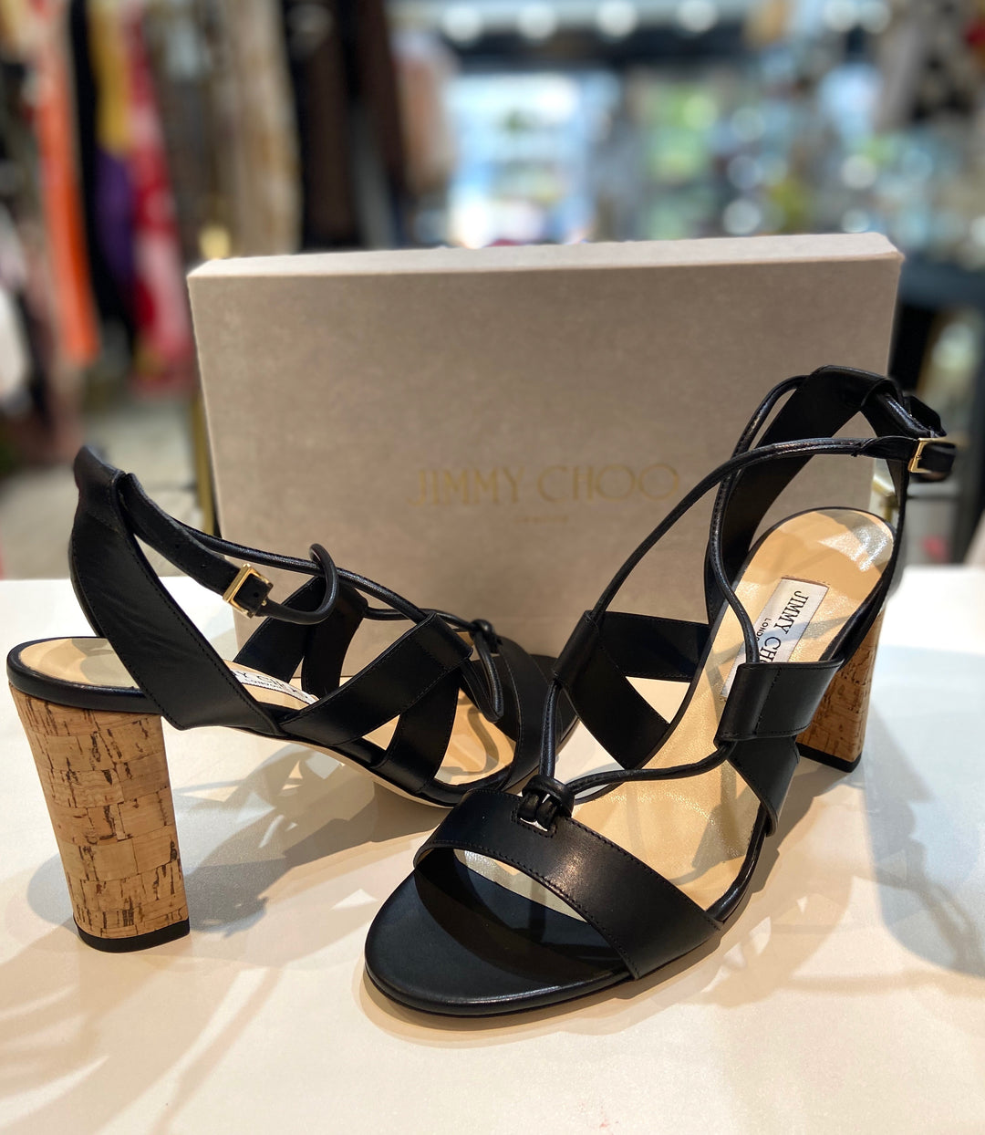 JIMMY CHOO CALFSKIN LEATHER MARGO 80 GHILLIE LACED SANDALS