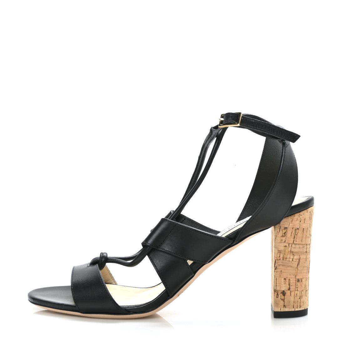 JIMMY CHOO CALFSKIN LEATHER MARGO 80 GHILLIE LACED SANDALS
