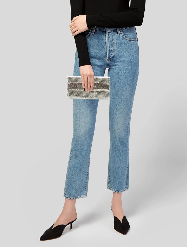 JIMMY CHOO REESE METALLIC GLITTER CLUTCH BAG