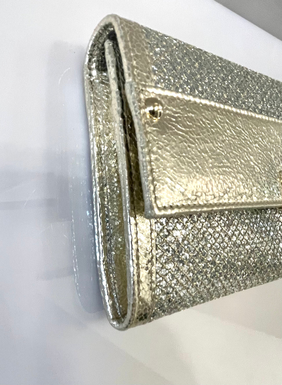 JIMMY CHOO REESE METALLIC GLITTER CLUTCH BAG
