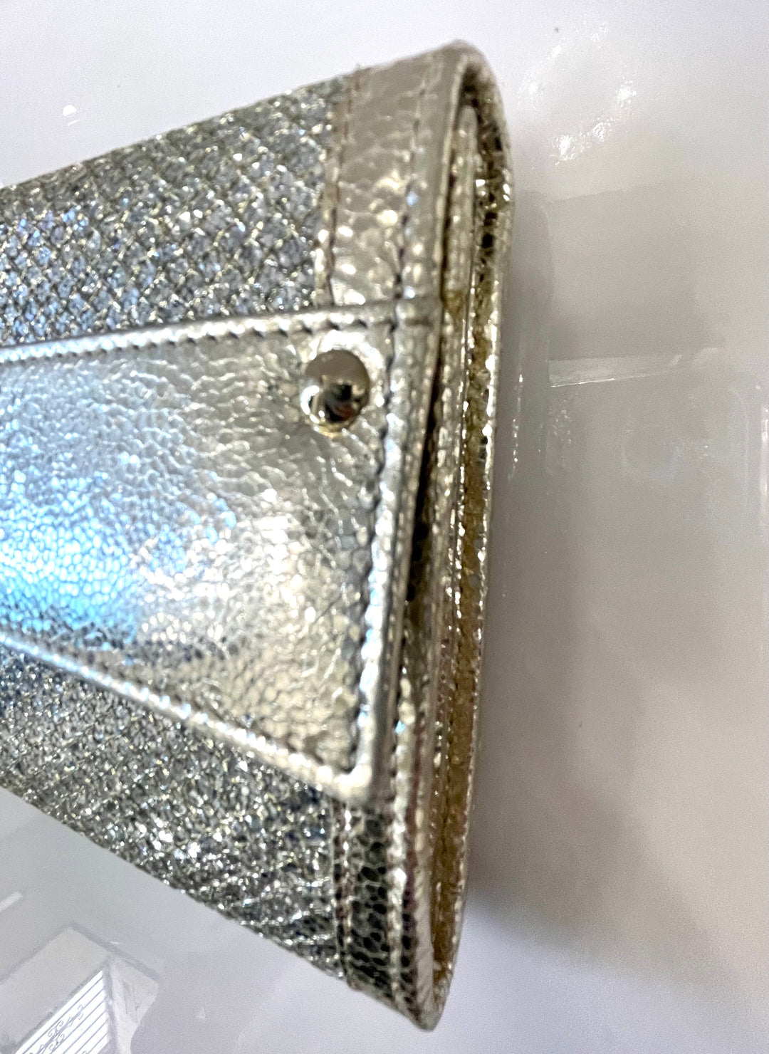 JIMMY CHOO REESE METALLIC GLITTER CLUTCH BAG