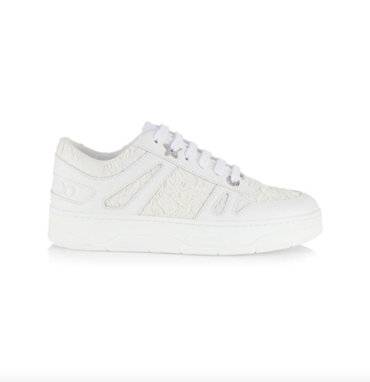 JIMMY CHOO HAWAII F LOW TOP CALFSKIN LEATHER TRAINERS