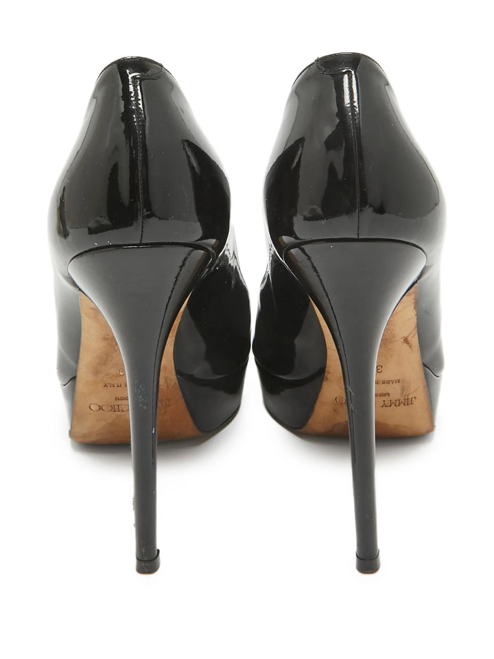 JIMMY CHOO LUNA 120 PEEP TOE PLATFORM PUMPS