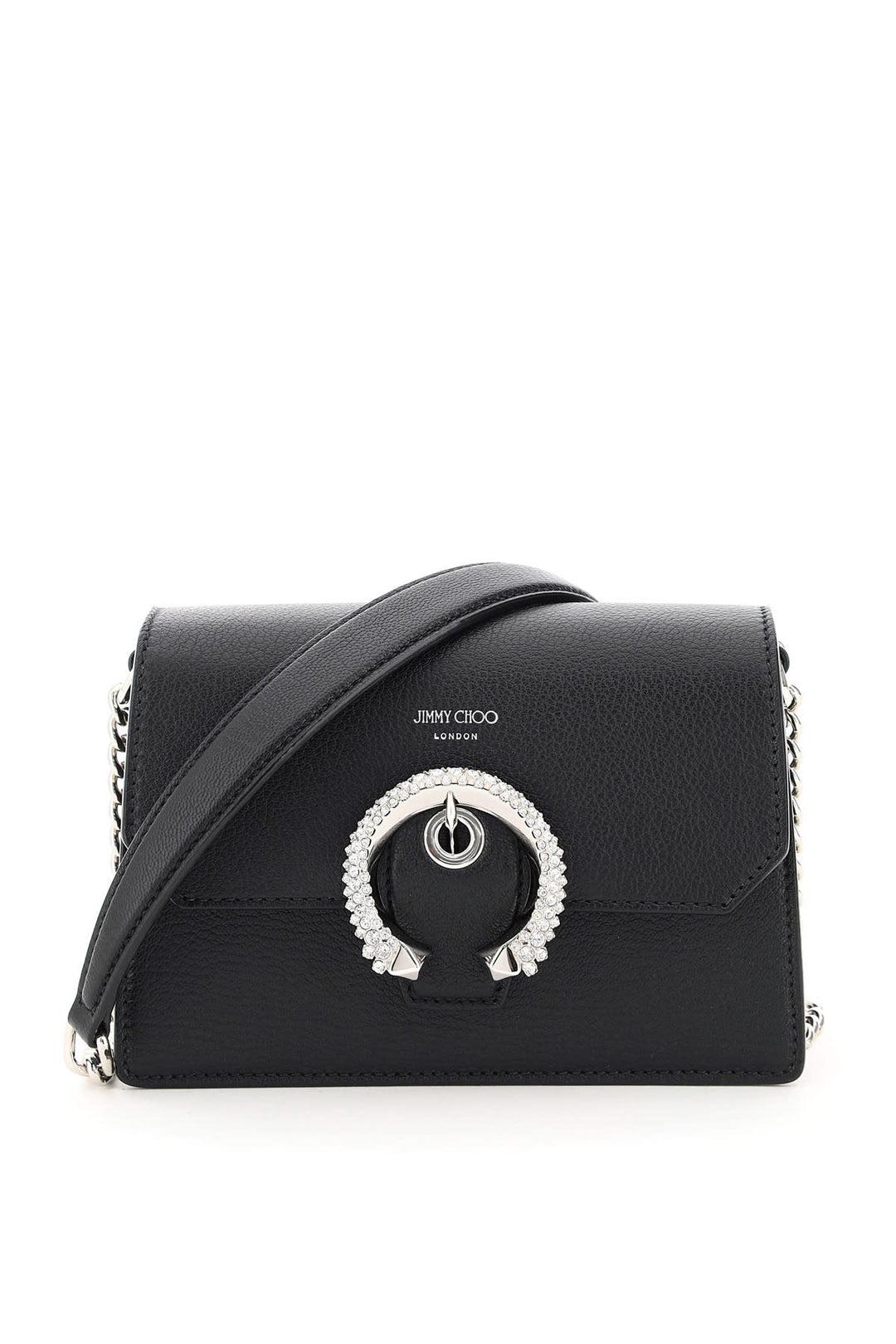 JIMMY CHOO MADELINE GOAT LEATHER SWAROVSKI CRYSTAL CROSSBODY