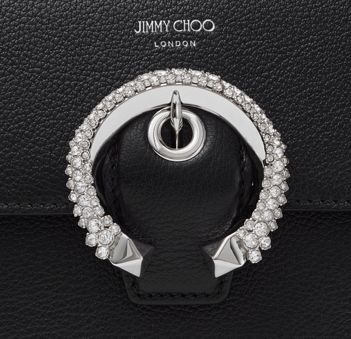 JIMMY CHOO MADELINE GOAT LEATHER SWAROVSKI CRYSTAL CROSSBODY
