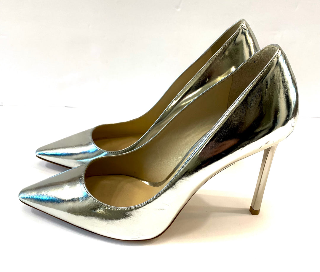 JIMMY CHOO MIRROR CALFSKIN LEATHER ROMY PUMPS