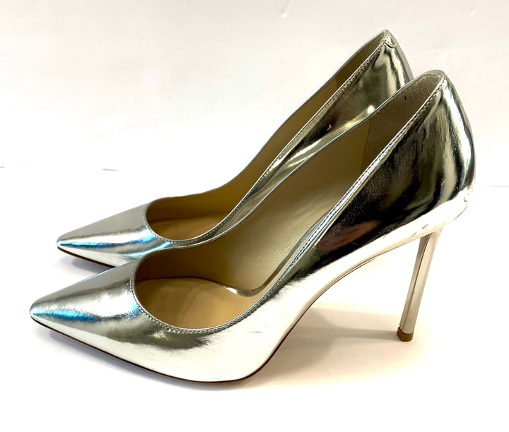 JIMMY CHOO MIRROR CALFSKIN LEATHER ROMY PUMPS