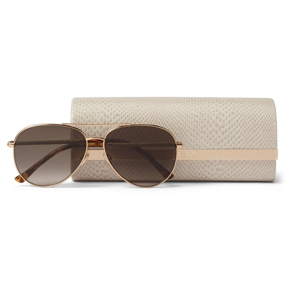 JIMMY CHOO DEVAN/S AVIATOR 06J GLITTER ARMS SUNGLASSES