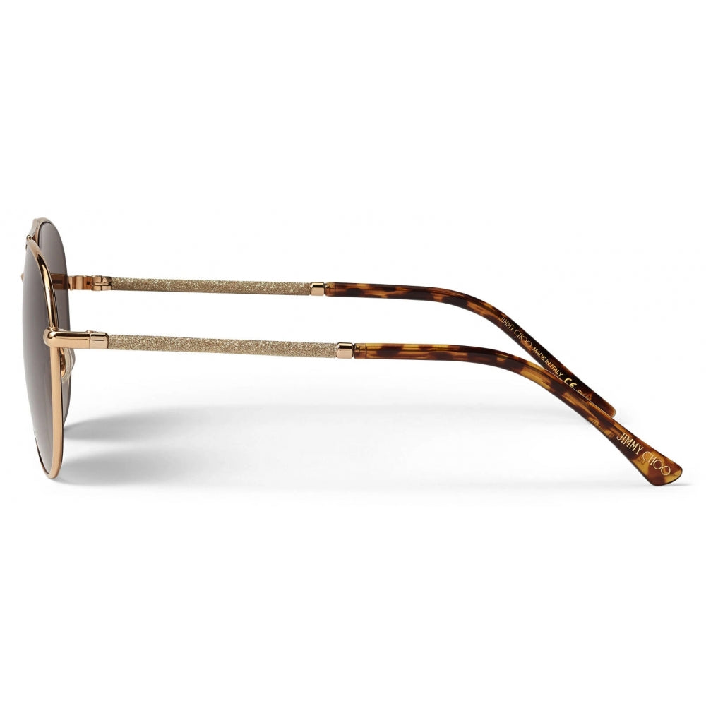 JIMMY CHOO DEVAN/S AVIATOR 06J GLITTER ARMS SUNGLASSES